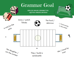 Grammar Goal Eukacyjna Gra Jezykowa do nauki Gramtyka Angielska 11 zagadnień dla fanów Piłki Nożnej Tworzenie zdań