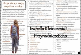 Książeczka/sketchnotka/notatka/wklejka/ściąga dla ucznia i przypomnienie dla nauczyciela/edukacja domowa. Temat „Organizmy mają wspólne cechy” w pdf. Przyroda 4, dział „Poznajemy świat organizmów”. Nowość 2024/2025.