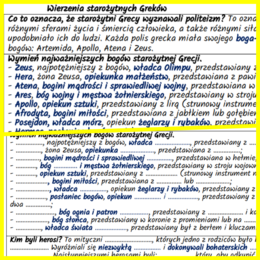 Wierzenia starożytnych Greków – notatki i karta pracy
