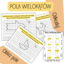 ZAKODOWANE POLA WIELOKĄTÓW - odkoduj obrazek i oblicz pole. [pola, wielokąty]