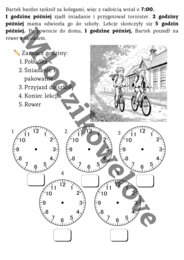 Czas i zegar- czytanie ze zrozumieniem, uzupełnianie