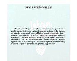 STYLE WYPOWIEDZI - MATERIAŁ DLA UCZNIÓW KLAS 7-8