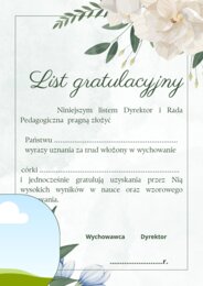 List gratulacyjny dla Rodziców