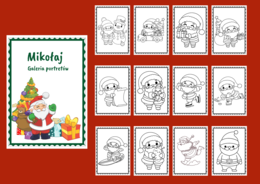 MIKOŁAJKI – Boże Narodzenie - Galeria portretów - kolorowanka - kolorowanki – biblioteka – świetlica – przedszkole – 24 wersje