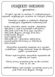 Projekt edukacyjny – klasa 6, 7, 8. Innowacja pedagogiczna. Obliczenia praktyczne. Projekt ogrodu. Geometria