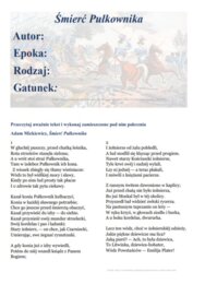 Karta pracy "Śmierć Pułkownika"