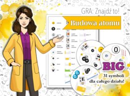 Klasa 7. Chemia. Znajdź to! Budowa atomu i jego położenie w układzie okresowym. Gra typu dobble. Wersja BIG.