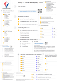 Brainy 6 – Unit 4 – karta pracy