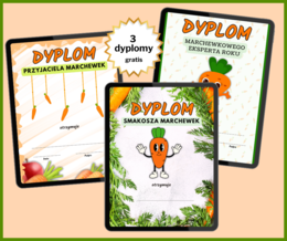 MARCHEWKOWA MOC - gazetka, dyplomy, karty pracy