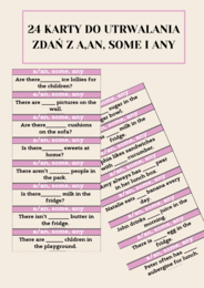 KARTY DO UTRWALANIA ZDAŃ Z A,AN,SOME,ANY, POLICZALNE/NIEPOLICZALNE