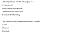 Test 2- Grzyby- organizmy cudzożywne