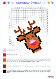Kodowanki zimowe, świąteczne, mikołajkowe- trudne- dyktando graficzne, kolorowanka, kodowanie, zima, Boże Narodzenie, Mikołaj