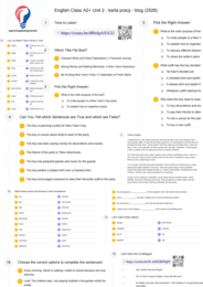 English Class A2+ – Unit 2 – karta pracy