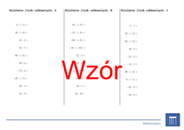 Dzielenie liczb całkowitych | matematyka | 26 kolumn