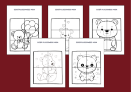 DZIEŃ PLUSZOWEGO MISIA – biblioteka – świetlica – przedszkole - UKŁADANKA - układanki - puzzle - kolorowanka - 10 szt.