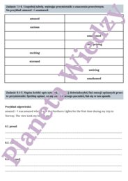 PRZYMIOTNIKI (EMOCJE)– Zbiór zadań do egzaminu ósmoklasisty z języka angielskiego. Poziom A2/A2+ – przymiotniki opisujące uczucia i emocje, ćwiczenia: końcówki -ing/-ed, przymiotniki zaprzeczające (unamused, unexciting), wypełnianie luk w tekście, tworze