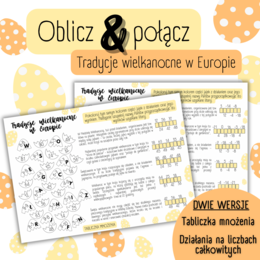 TRADYCJE WIELKANOCNE W EUROPIE – tabliczka mnożenia/ liczby całkowite / działania / mnożenie / dzielenie / dodawanie / odejmowanie – WIELKANOC - MATEMATYKA