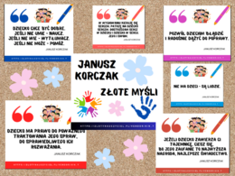 Janusz Korczak - złote myśli. Gazetka szkolna, dekoracja sali.