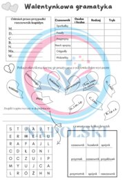 Walentynkowa gramatyka - karty pracy