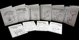 Walentynkowy zestaw edukacyjny — czarno-biały PDF do druku