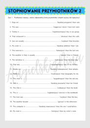 Stopniowanie przymiotników - Comparative & Superlative - karta pracy - cz. 2 - tłumaczenie nawiasów - luki - ćwiczenia - do wydrukowania  - .pdf