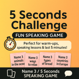 5 Sekund na odpowiedź! – 200 kart, które rozgadają Twoich uczniów! || SPEAKING GAME: Name 3 / 5 Seconds for ESL Lessons (A2 - C1)