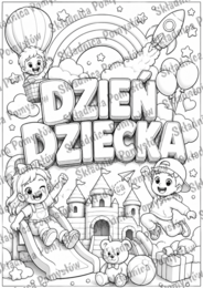DZIEŃ DZIECKA - pakiet: kolorowanka XXL (4xA4) + miniatura A4; plakat, karta pracy, dekoracja, gazetka, lekcja wychowawcza