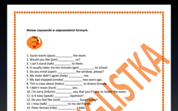 Gerund, To-infinitive, bare infinitive- 40 zdań do uzupełnienia z kluczem