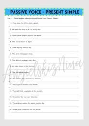 PASSIVE VOICE - Strona Bierna - Present Simple - karta pracy - zdania - luki - ćwiczenia - do wydrukowania - gramatyka - E8 - egzamin ósmoklasisty - matura - próbka -  .PDF - FREE