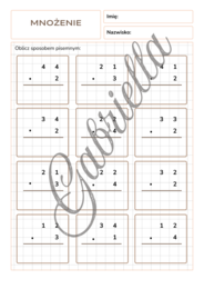 Karta pracy mnożenie pisemne klasa 4