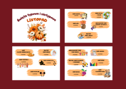 ŚWIĘTA TYPOWE I NIETYPOWE – LISTOPAD – napisy – gazetka – dekoracja – BIBLIOTEKA – świetlica - przedszkole