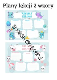 Plany lekcji na nowy rok szkolny - 2 wzory (kotki/dinozaury)