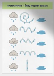 Karty pracy. Dopasowywanie zabawek do pogody. Grafomotoryka. Kolorowanki tematyczne.