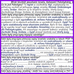 Bliski Wschód: powstanie Izraela, Autonomii Palestyńskiej, konflikt iracko-irański i wojna w Zatoce Perskiej – notatki i karta pracy