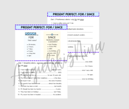 Present Perfect - for / since - karta pracy - ćwiczenia - angielski - e8 - egzamin ósmoklasisty - matura