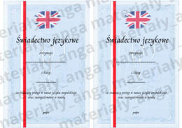 Zabawne świadectwo, podziękowanie, koniec roku, język angielski