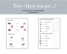 Nazwy zabawek + Konstrukcja gramatyczna, zwrot "Have you got ...?" + krótkie odpowiedzi - karty pracy