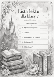 Lista lektur do klasy 7 (różne wersje) czarno-białe