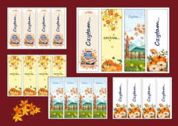 🍁 „Czytam…” – JESIENNE zakładki do książek – 🍂zakładka – biblioteka – jesień – wersja 2