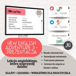 Prezentacja New English Adventure 3 – Unit 8 I like surfing
