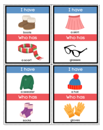 I HAVE... WHO HAS...? - CLOTHES | Gra Ja mam, Kto ma w języku angielskim do ćwiczenia słownictwo (UBRANIA)  ESL (A1)