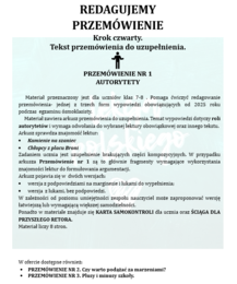 REDAGUJЕMY PRZEMÓWIENIE. KROK CZWARTY. PRZEMOWIENIE DO UZUPEŁNIENIA. AUTORYTETY