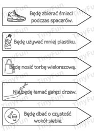 Łańcuch obietnic dla Ziemi – 50 haseł ekologicznych dla dzieci | Dzień Ziemi | materiał do druku