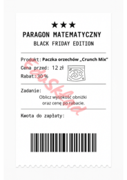 ⭐53 PARAGONY MATEMATYCZNE – BLACK FRIDAY EDITION (różne poziomy trudności / podwójne rabaty/ zamiast kartkówki)