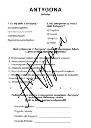 Kartkówka – Antygona Sofokles