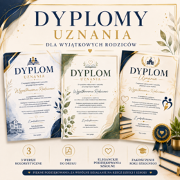Dyplomy uznania dla wyjątkowych rodziców – PDF do druku | 3 wersje