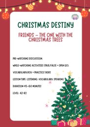 🎬 Christmas TV Clip Lesson – „Friends” Holiday Edition: materiał edukacyjny a2, b1, b2 Friends, świąteczny materiał, angielski na święta, lekcja z filmem, słownictwo świąteczne, True False, writing po angielsku, konwersacja świąteczna, Christmas clip les