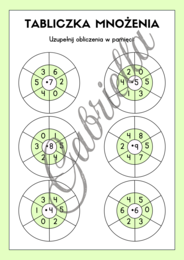 Tabliczka mnożenia - karty pracy, mnożenie przez 2,3,4 oraz 5.