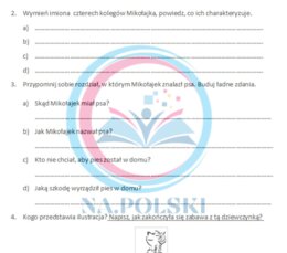 Mikołajek - kartkówka z treści