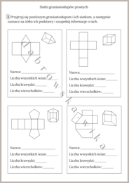 Siatki graniastosłupów prostych - karta pracy